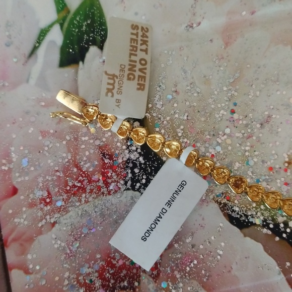Brand new Heat Bracelet 24KT Over sterling with Genuine Diamond ... - Picture 5 of 9